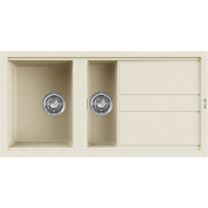 Lavello cucina 100x51 cm 1 vasca e mezza da incasso in Granitek Bianco Antico | Elleci Best 475 LGB47562