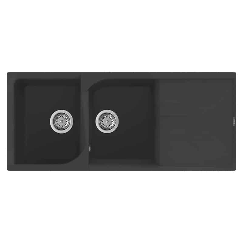Lavello Elleci Incasso 2 vasche 116x50 Ego 500 Granitek Nero LGE50040