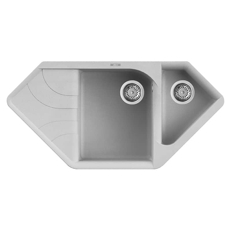 Lavello Elleci da incasso Ego CORNER Metaltek Grigio Aluminium LMECOR79
