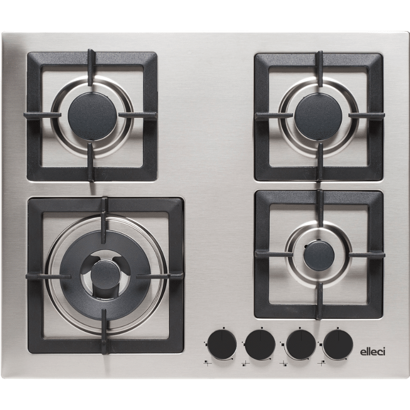Piano Cottura Elleci Plano 60 TCL Inox da Incasso a Gas 4 Fuochi con Griglie in Ghisa PIAP601INWS