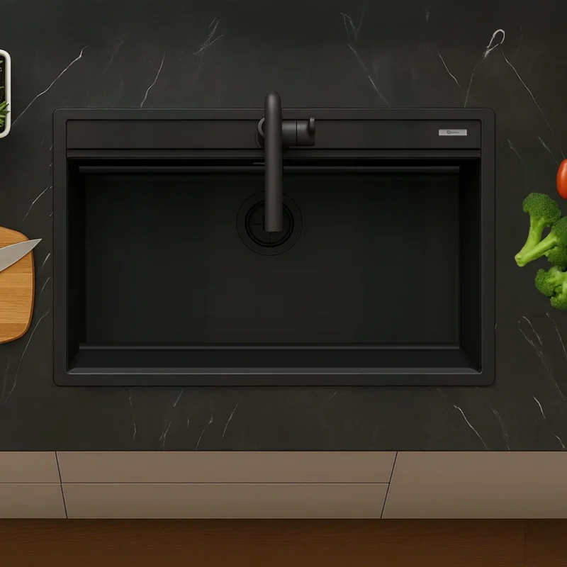 Lavello per cucina nero antigraffio Quareco Prime