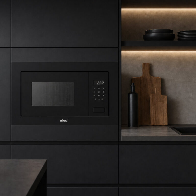 Forno Microonde da Incasso Elleci Urban MW Nero Total Black Glass FVUR281BKWS
