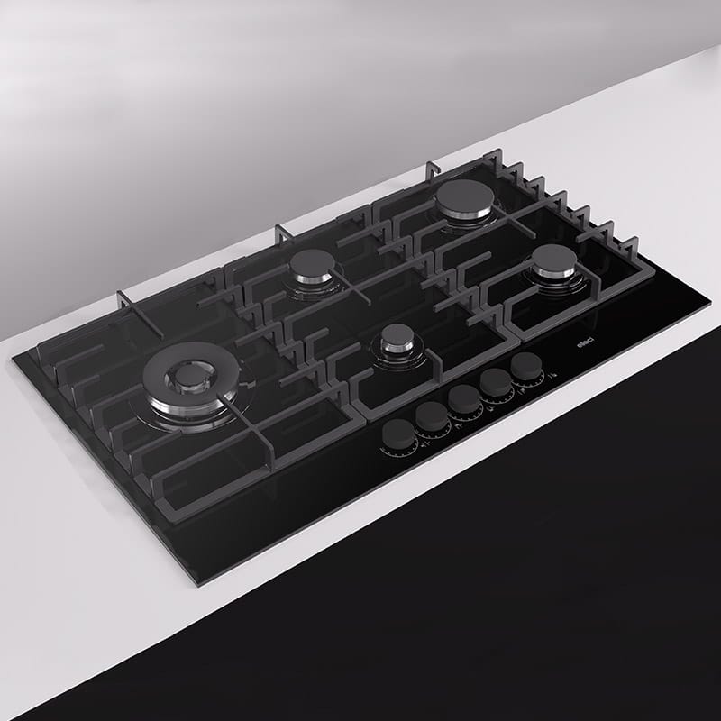 Piano Cottura Urban 90 Elleci Black Nero a Gas 5 Fuochi con Wok 4 kW PVGU901BK