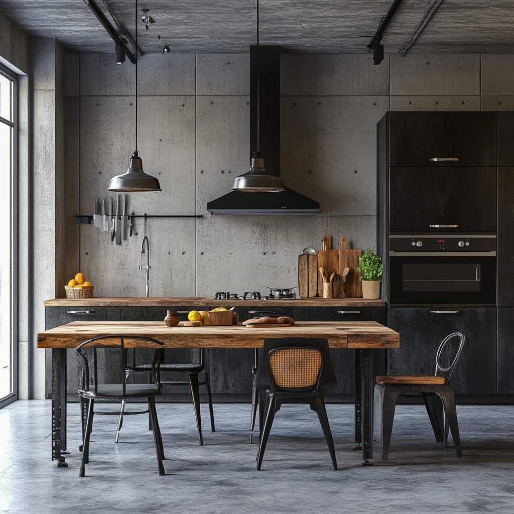 Ultime tendenze di cucina moderna con stile industriale