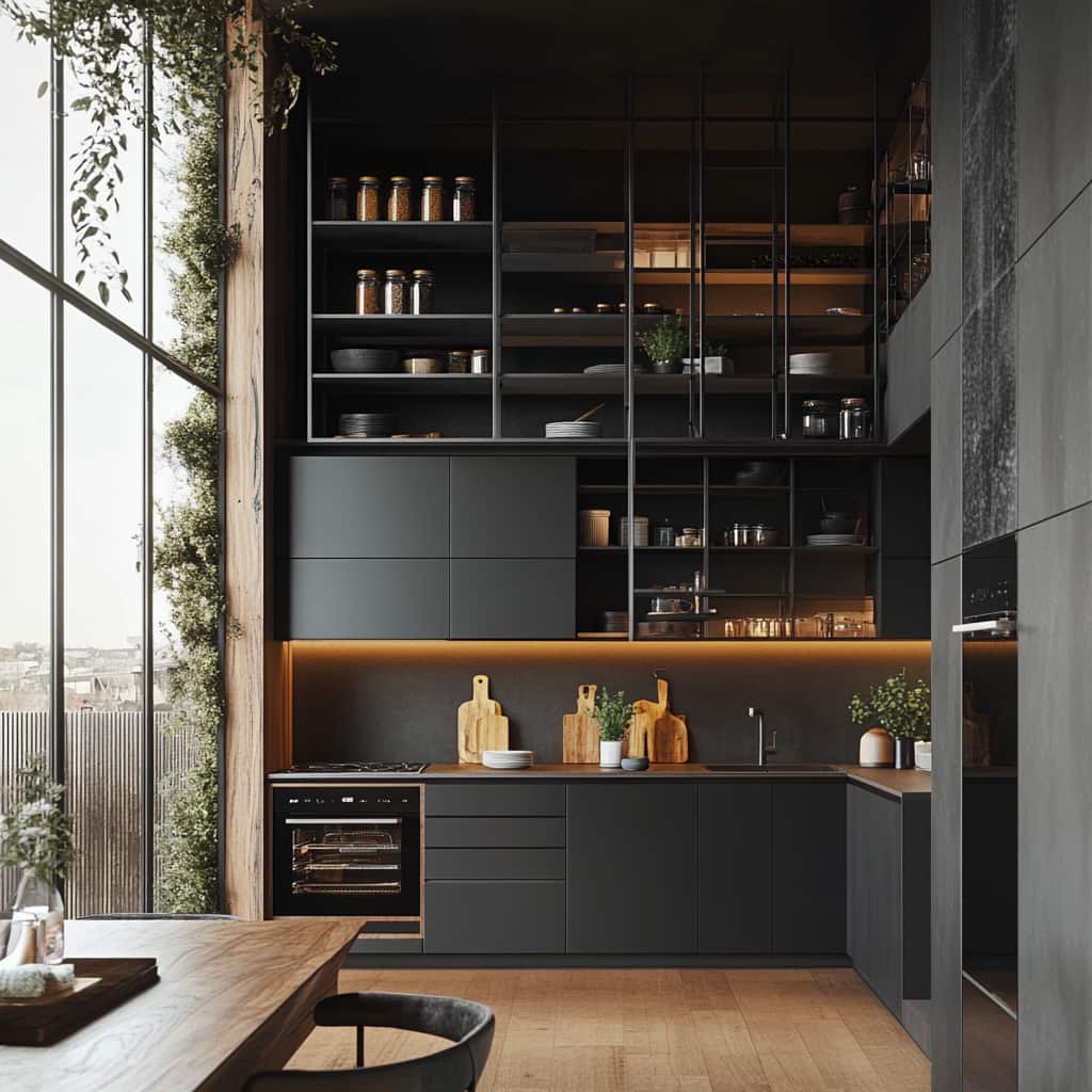 Cucina ottimizzata con cassetti verticali